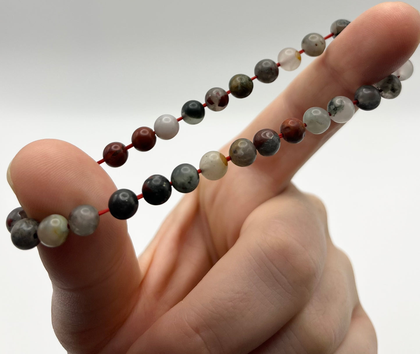 African Bloodstone Smooth Gemstone Bracelet 6mm