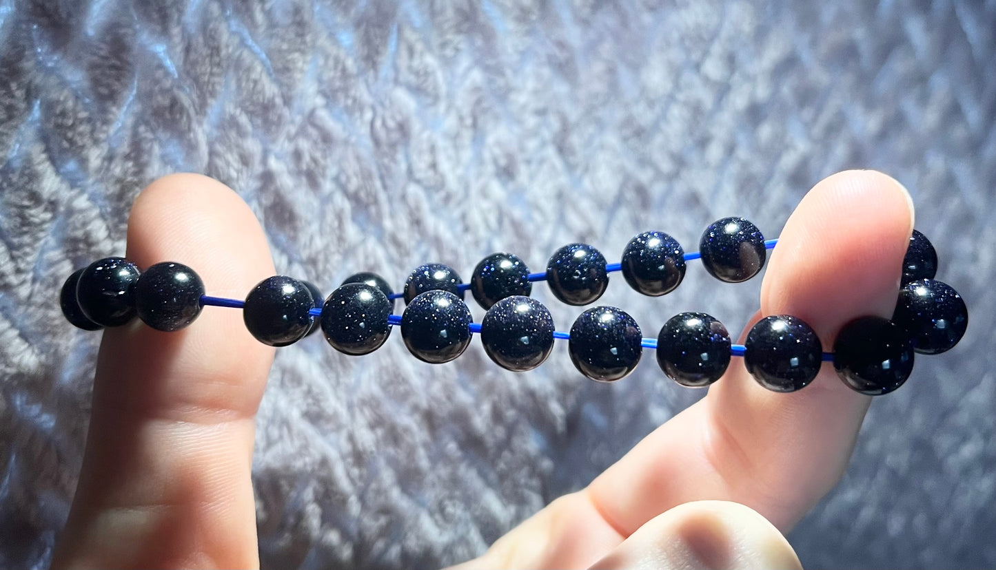 Blue Sandstone Smooth Glass "Gemstone" Bracelet 8mm
