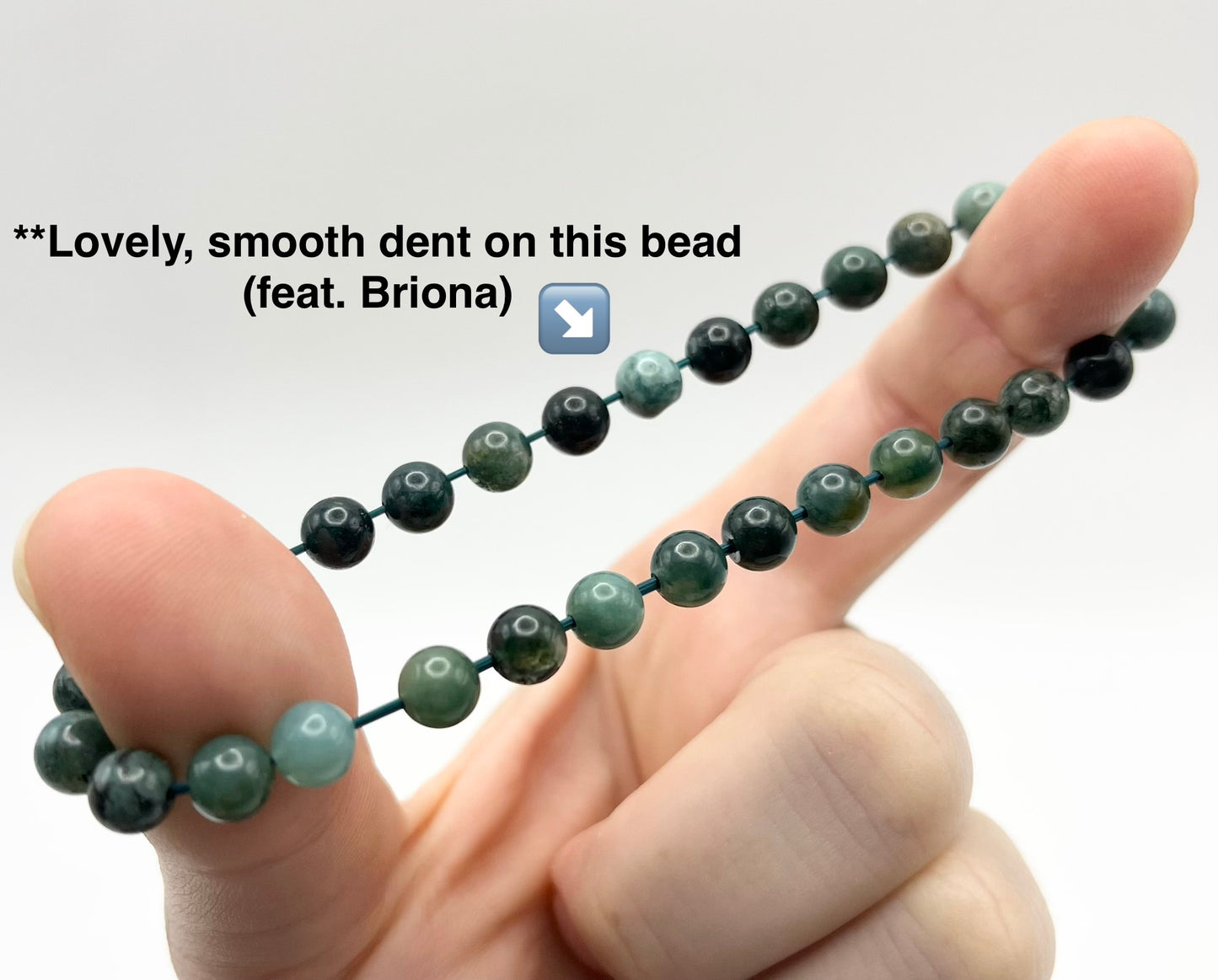 Green Moss Agate Smooth Gemstone Bracelet 6mm AA Grade