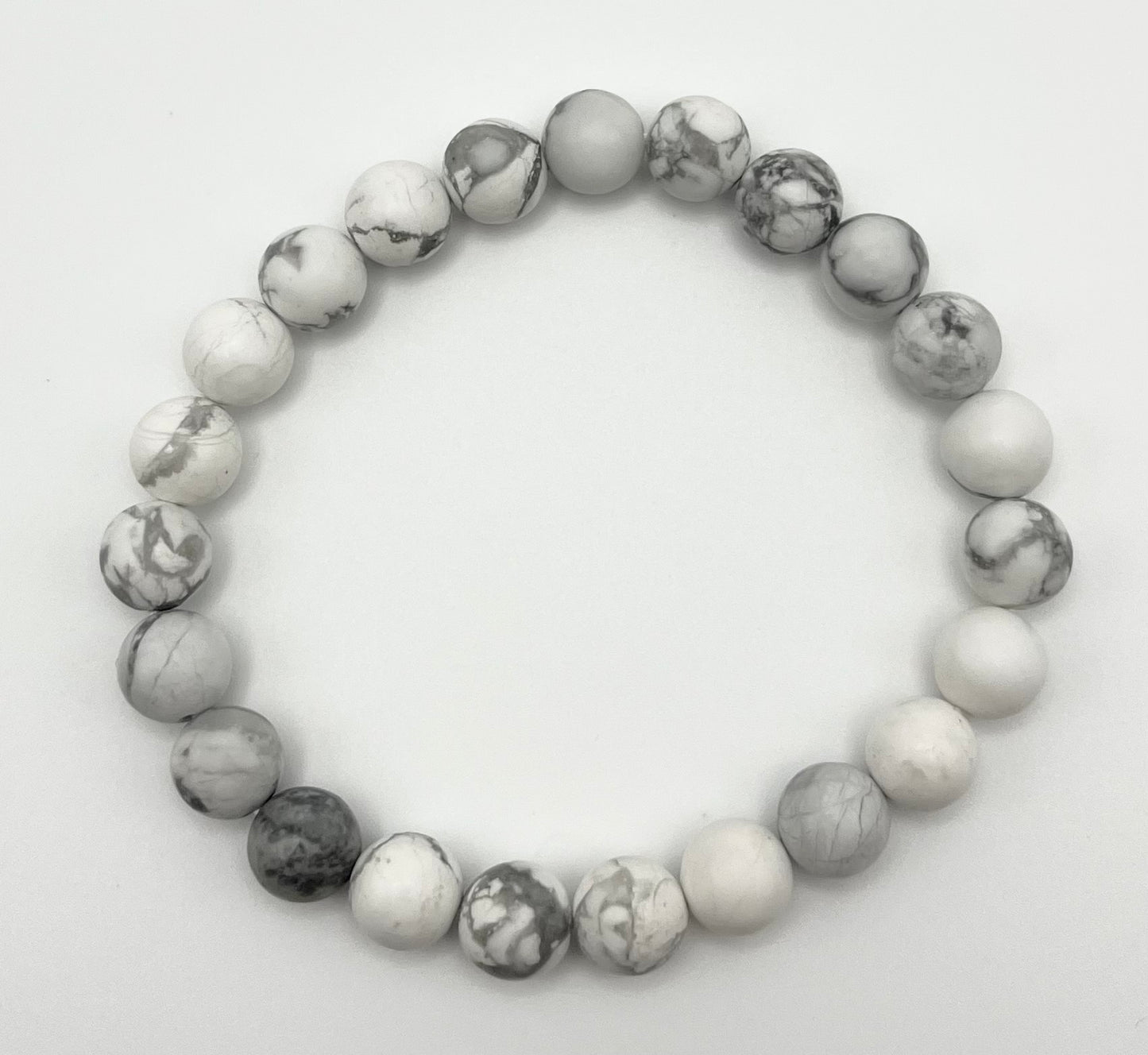 White Howlite Smooth Gemstone Bracelet 8mm