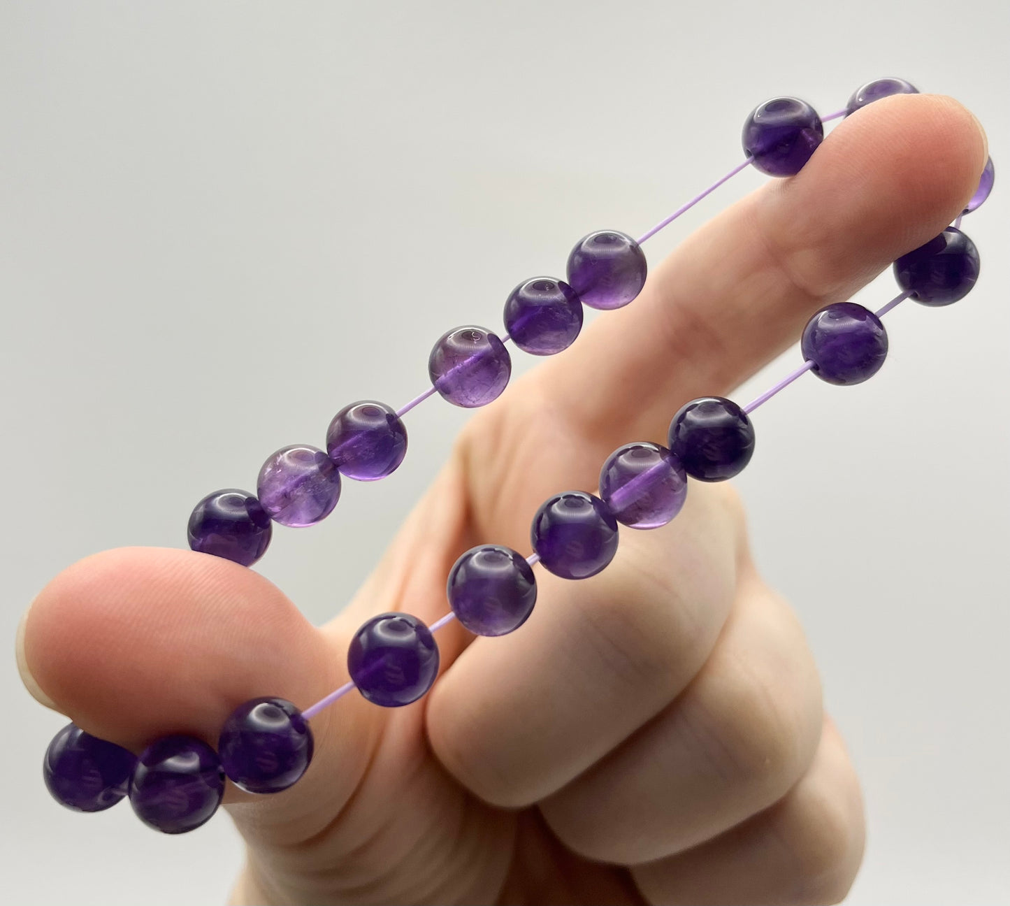 Amethyst Smooth Gemstone Bracelet 8mm AAA Grade
