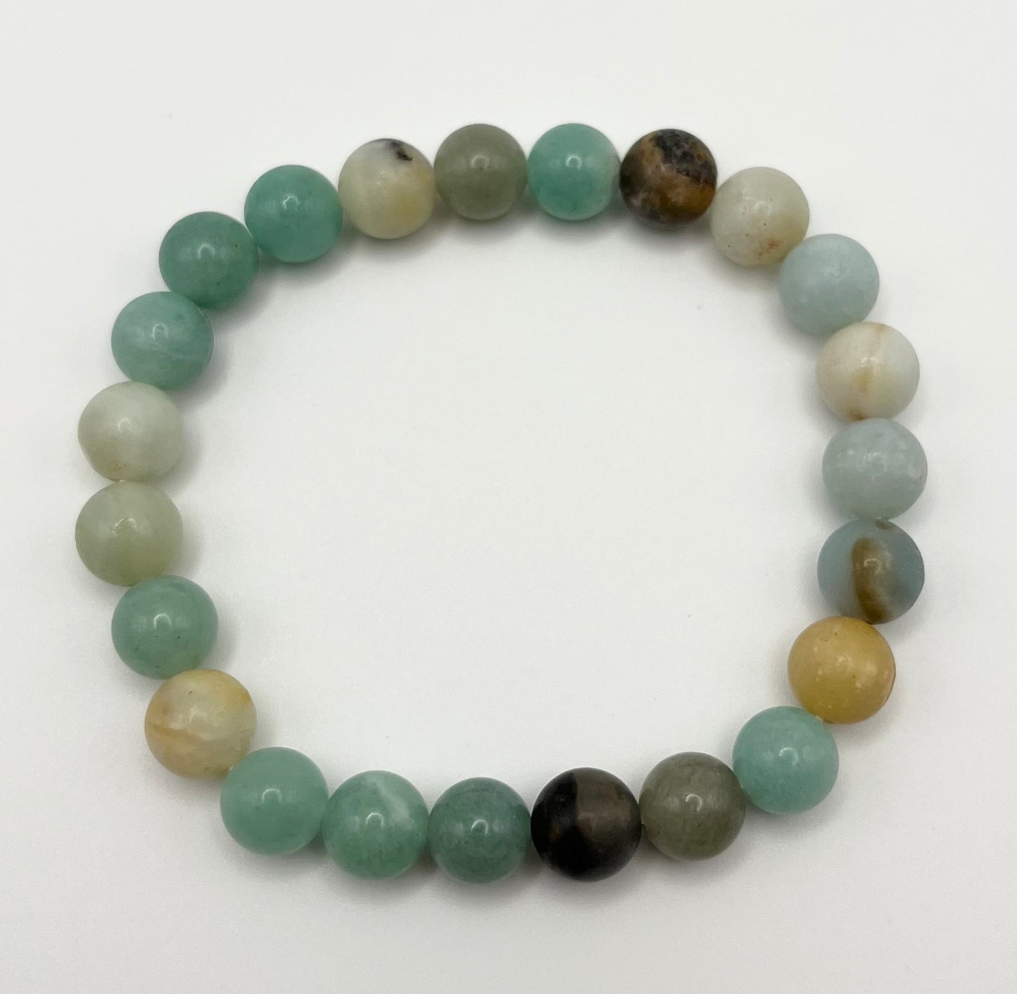 Amazonite mixed-color Smooth Gemstone Bracelet 8mm