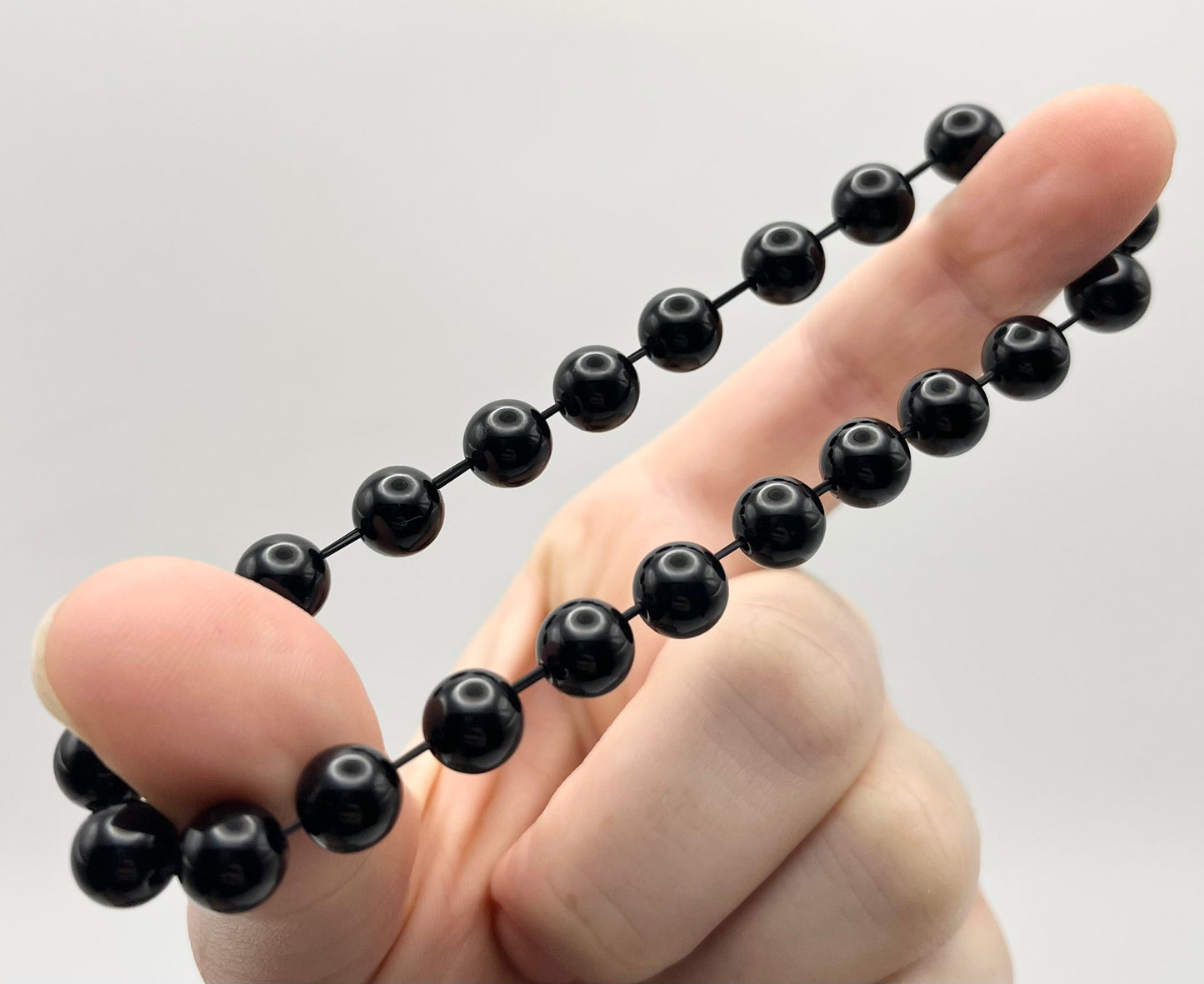 Noir Black Onyx Smooth Gemstone Bracelet 8mm AAA Grade