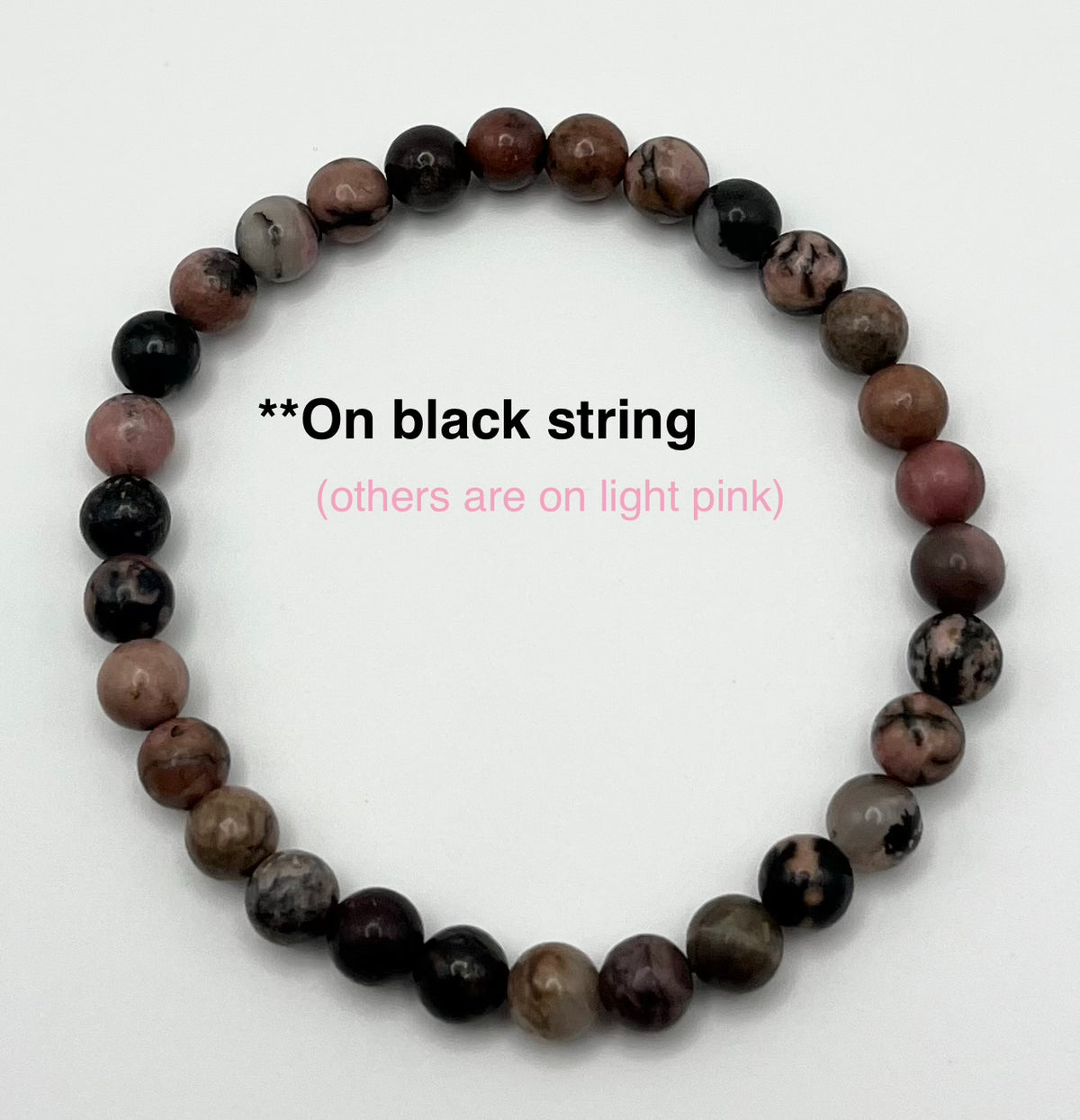 Black Line Rhodochrosite Smooth Gemstone Bracelet 6mm