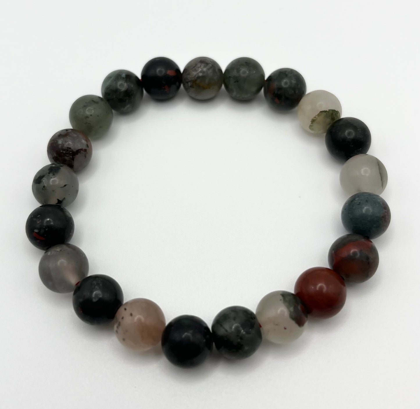 African Bloodstone Smooth Gemstone Bracelet 8mm