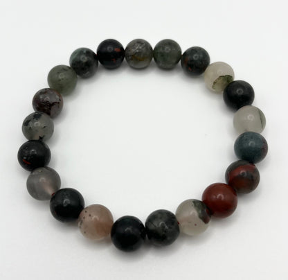 African Bloodstone Smooth Gemstone Bracelet 8mm