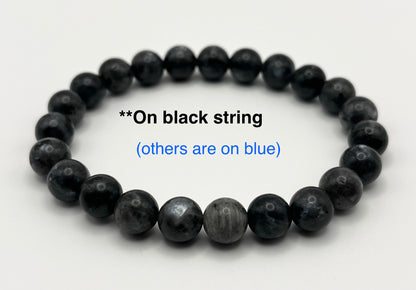 Black Labradorite Smooth Gemstone Bracelet 8mm