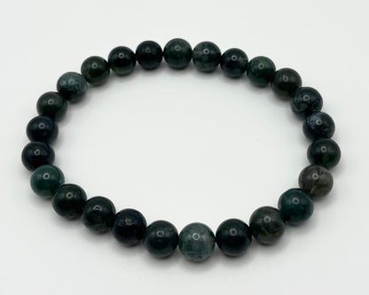 Green Moss Agate Smooth Gemstone Bracelet 8mm AA Grade
