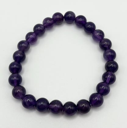 Amethyst Smooth Gemstone Bracelet 8mm AAA Grade