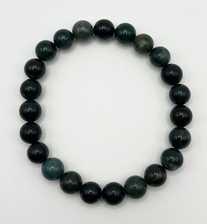 Green Moss Agate Smooth Gemstone Bracelet 8mm AA Grade