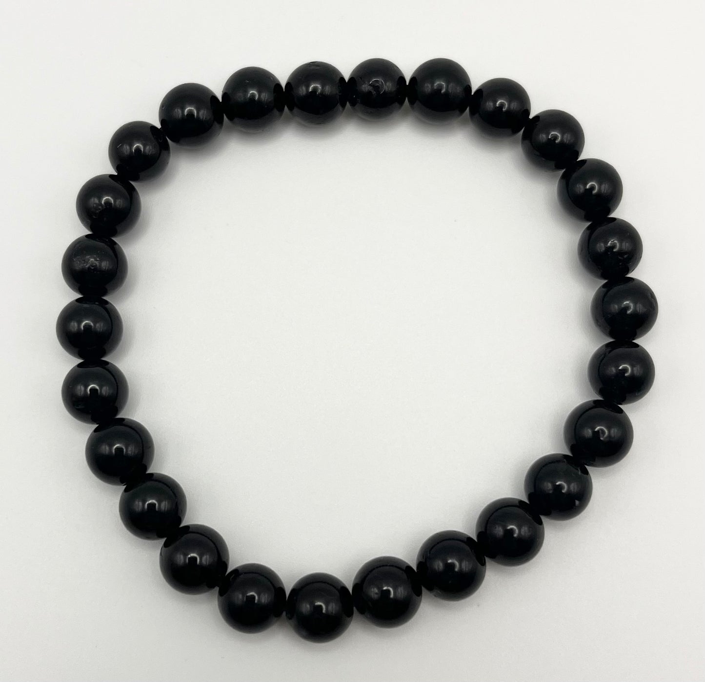 Black Tourmaline Smooth Gemstone Bracelet 8mm AAA Grade