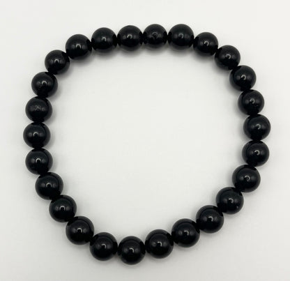 Black Tourmaline Smooth Gemstone Bracelet 8mm AAA Grade