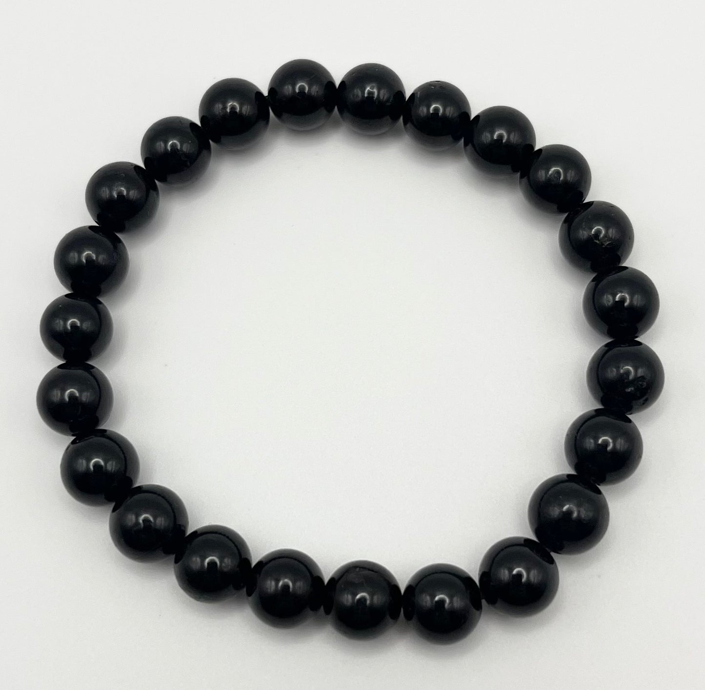 Black Tourmaline Smooth Gemstone Bracelet 8mm AAA Grade