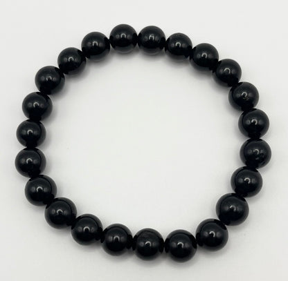 Black Tourmaline Smooth Gemstone Bracelet 8mm AAA Grade
