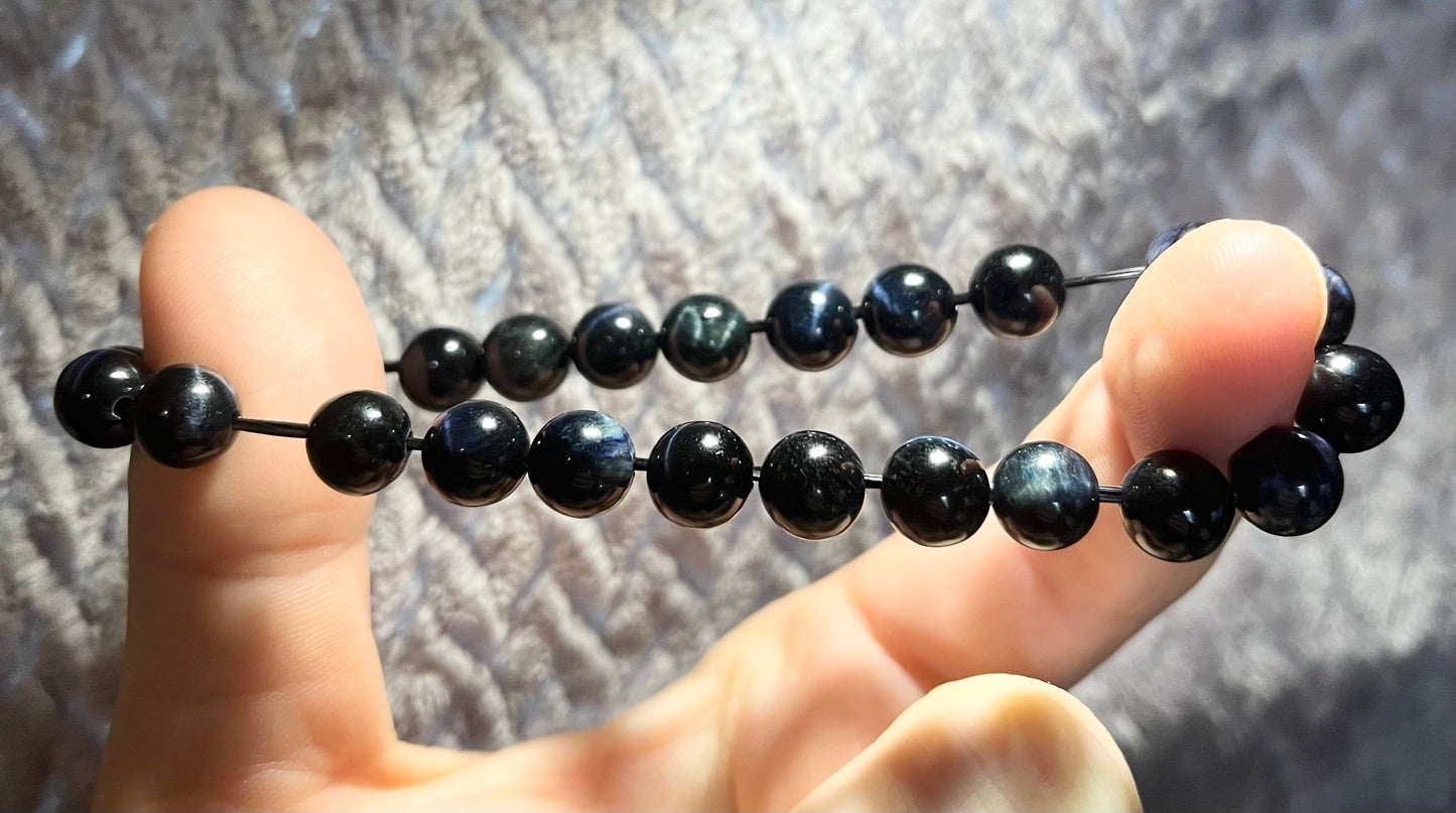 Blue Tiger Eye Smooth Gemstone Bracelet 8mm
