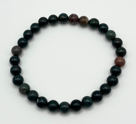 Indian Bloodstone Smooth Gemstone Bracelet 6mm