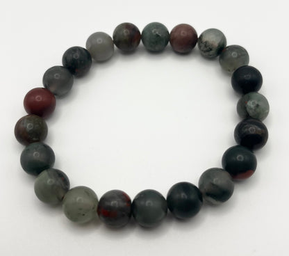 African Bloodstone Smooth Gemstone Bracelet 8mm