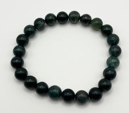 Green Moss Agate Smooth Gemstone Bracelet 8mm AA Grade