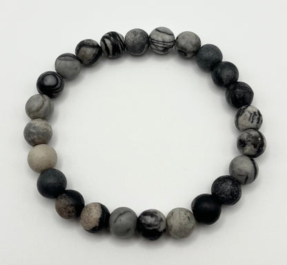 Black Network Smooth Gemstone Bracelet 8mm