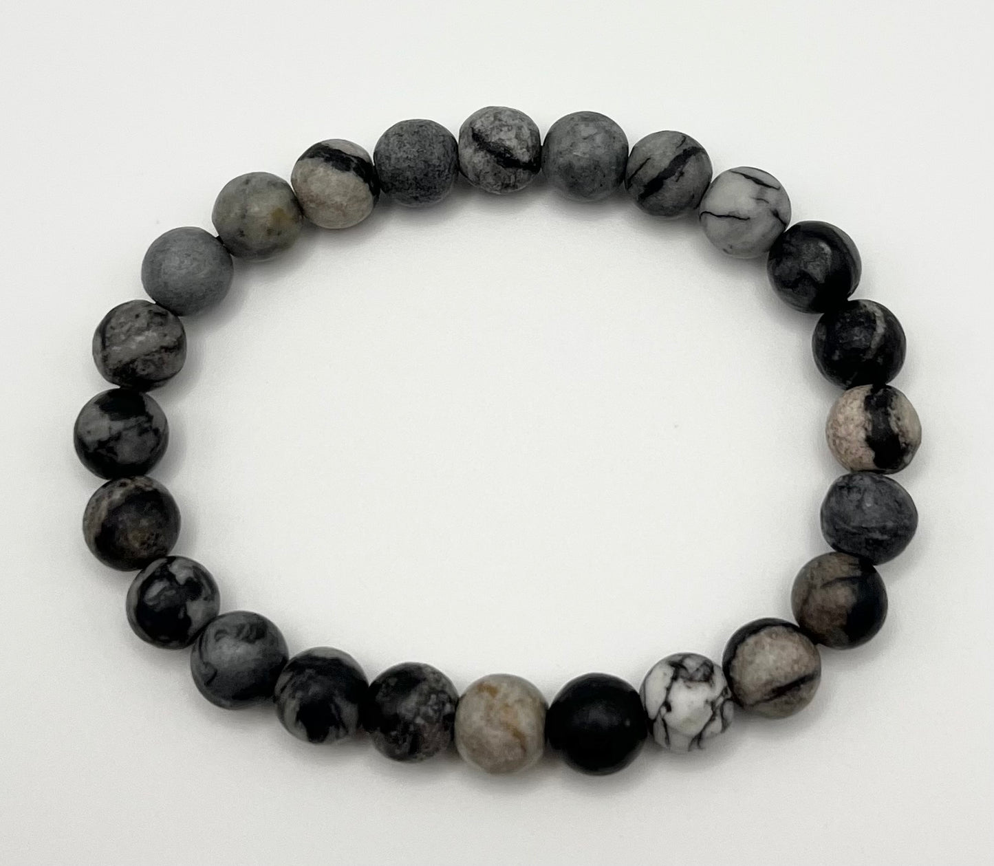 Black Network Smooth Gemstone Bracelet 8mm