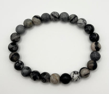 Black Network Smooth Gemstone Bracelet 8mm