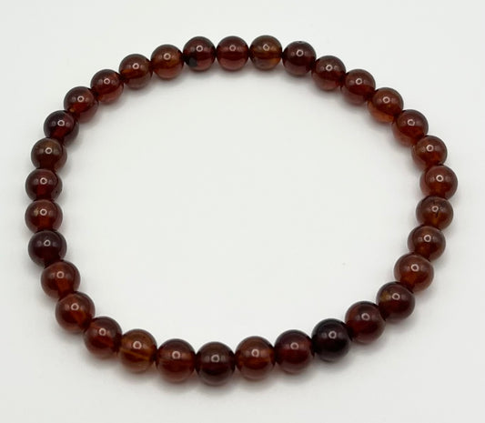 Hessonite Garnet Smooth Gemstone Bracelet 6mm AAA Grade