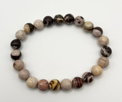 Australian Zebra Smooth Gemstone Bracelet 8mm