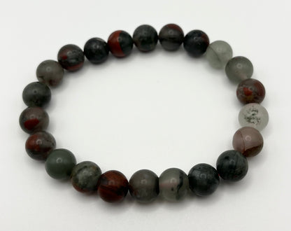 African Bloodstone Smooth Gemstone Bracelet 8mm