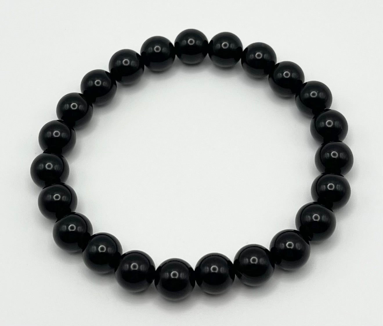 Noir Black Onyx Smooth Gemstone Bracelet 8mm AAA Grade