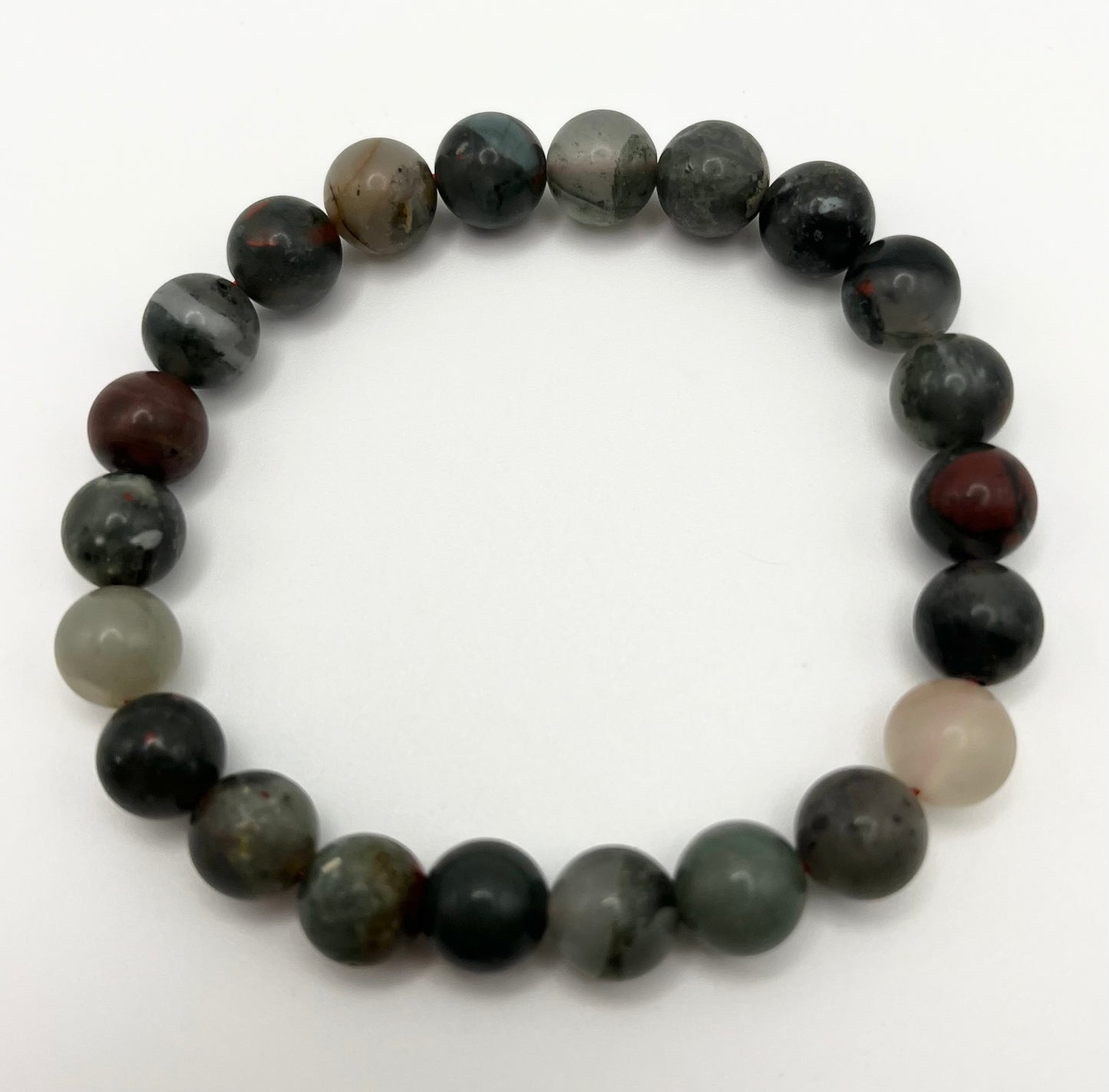 African Bloodstone Smooth Gemstone Bracelet 8mm