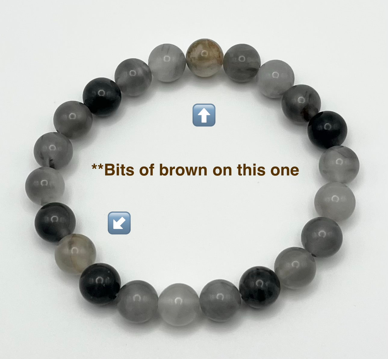 Cloudy Quartz Smooth Gemstone Bracelet 8mm AAA Grade