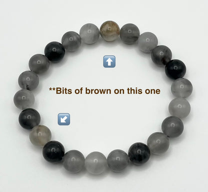 Cloudy Quartz Smooth Gemstone Bracelet 8mm AAA Grade