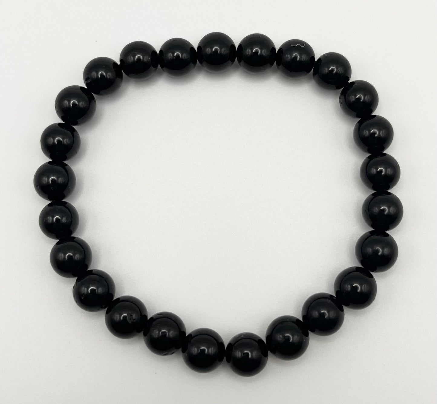 Black Tourmaline Smooth Gemstone Bracelet 8mm AAA Grade