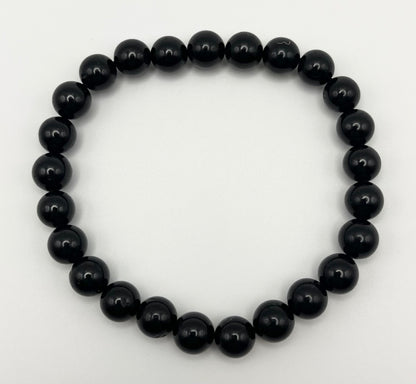 Black Tourmaline Smooth Gemstone Bracelet 8mm AAA Grade