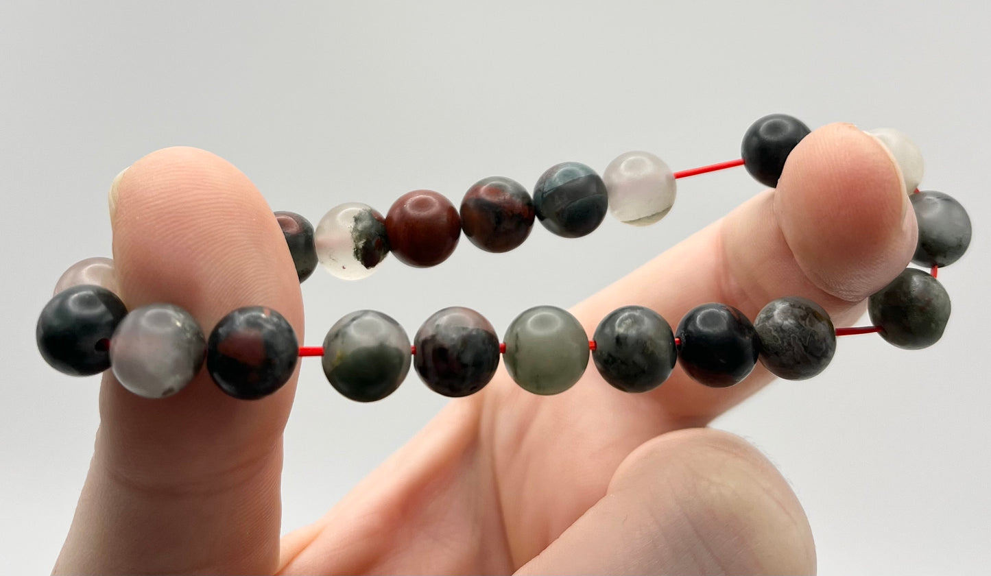 African Bloodstone Smooth Gemstone Bracelet 8mm