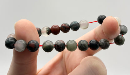 African Bloodstone Smooth Gemstone Bracelet 8mm