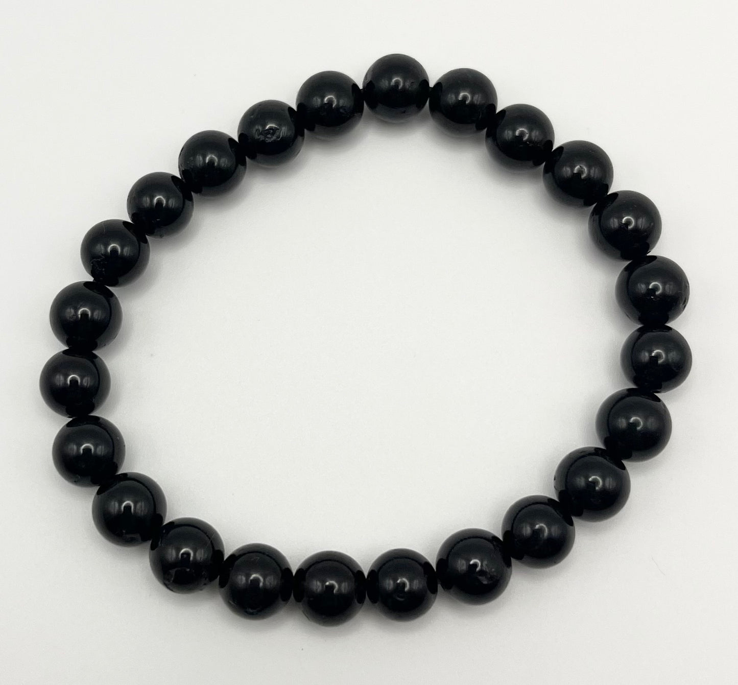 Black Tourmaline Smooth Gemstone Bracelet 8mm AAA Grade