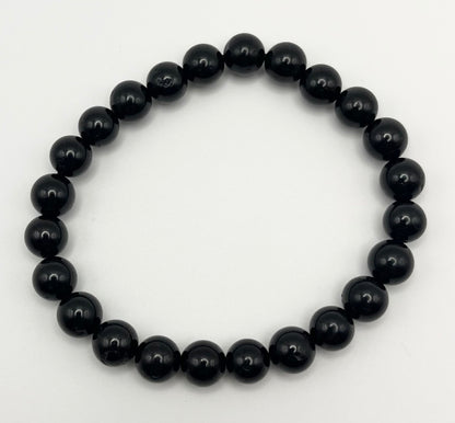 Black Tourmaline Smooth Gemstone Bracelet 8mm AAA Grade