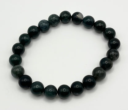 Green Moss Agate Smooth Gemstone Bracelet 8mm AA Grade