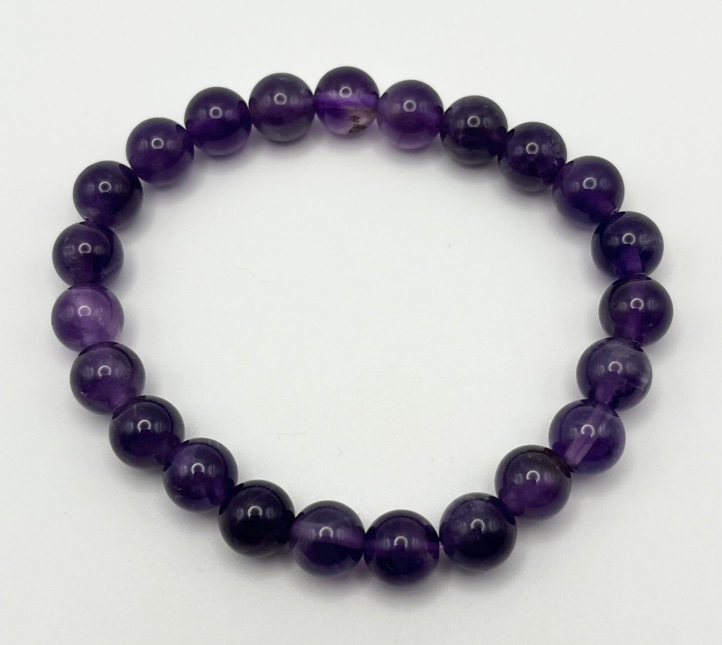Amethyst Smooth Gemstone Bracelet 8mm AAA Grade