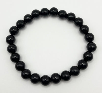 Noir Black Onyx Smooth Gemstone Bracelet 8mm AAA Grade