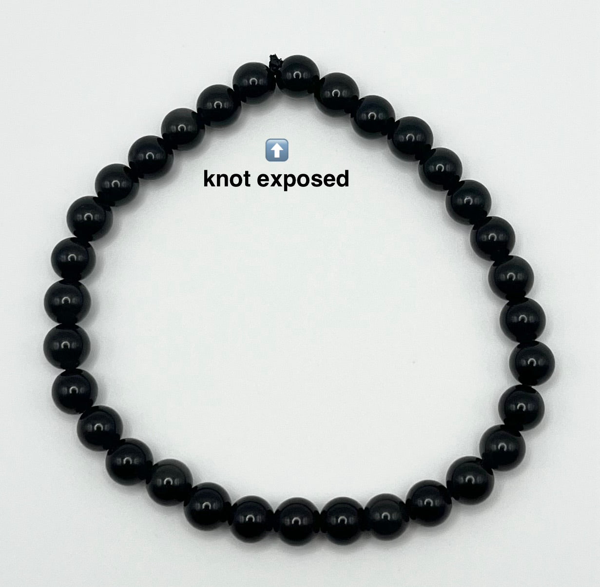 Black Obsidian Smooth Lava Glass Stone Bracelet 6mm