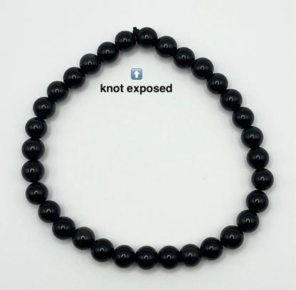 Black Obsidian Smooth Lava Glass Stone Bracelet 6mm