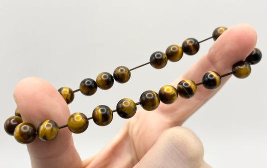 Yellow Tiger Eye Smooth Gemstone Bracelet 8mm