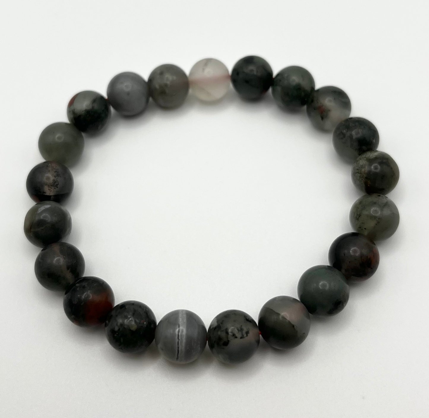 African Bloodstone Smooth Gemstone Bracelet 8mm