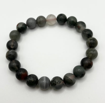 African Bloodstone Smooth Gemstone Bracelet 8mm
