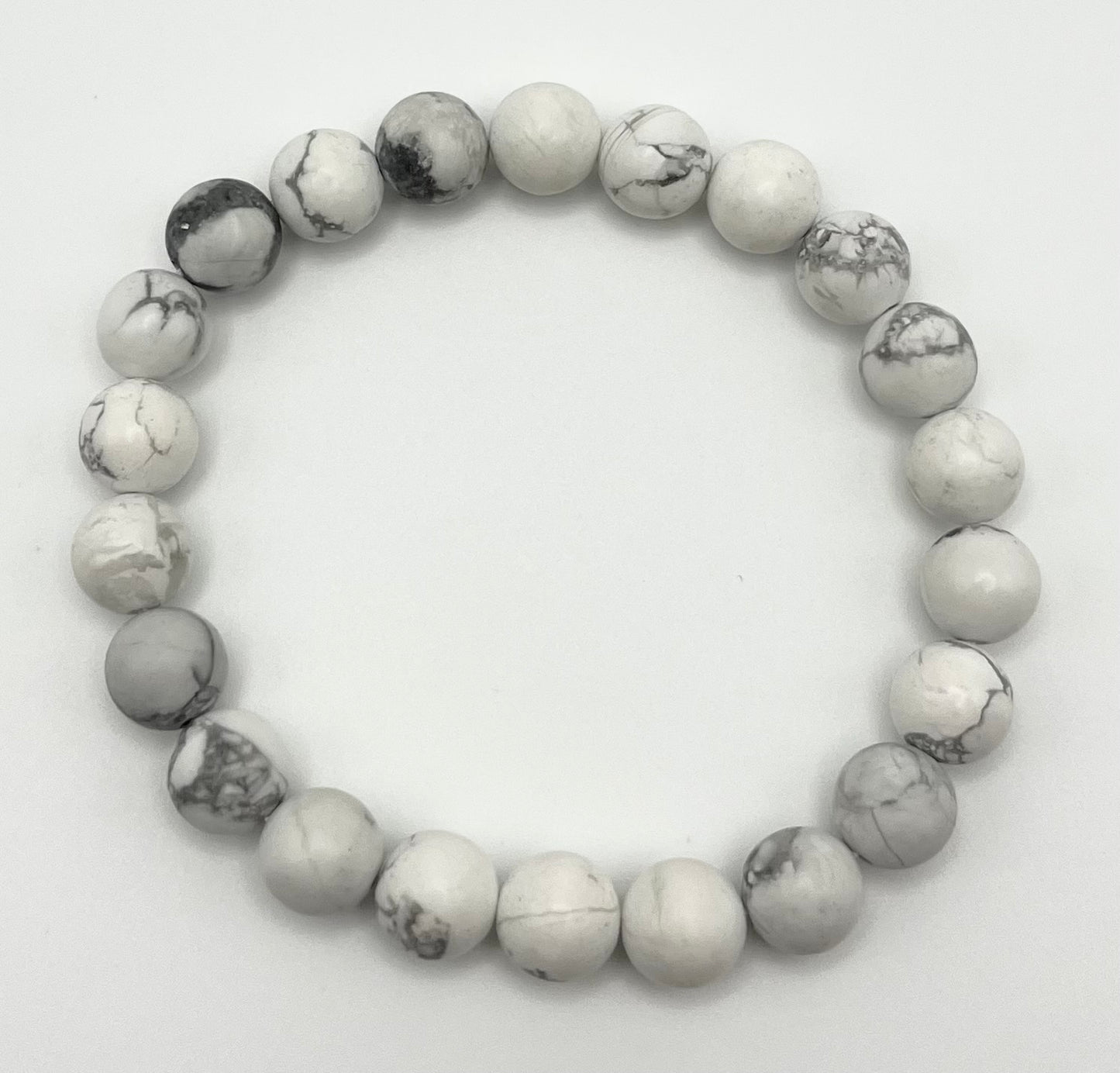 White Howlite Smooth Gemstone Bracelet 8mm