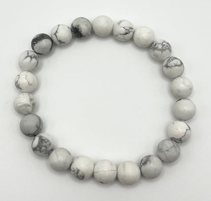 White Howlite Smooth Gemstone Bracelet 8mm