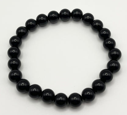 Noir Black Onyx Smooth Gemstone Bracelet 8mm AAA Grade