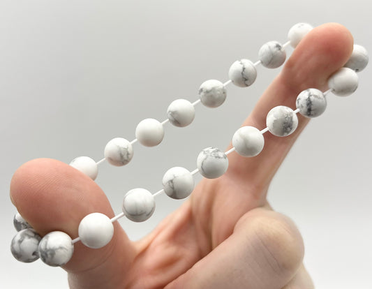 White Howlite Smooth Gemstone Bracelet 8mm